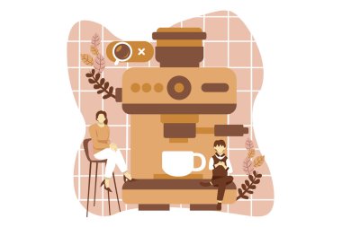 Kafe İçeceği Düz Tasarım Çizimi