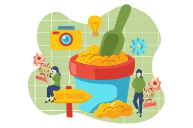 Seyahat Kit Düz Tasarım Çizimi