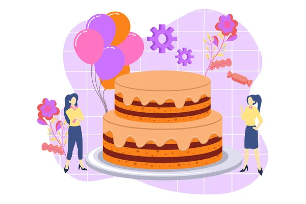 Birthday Celebration Flat Design Illustration — Stock Vector