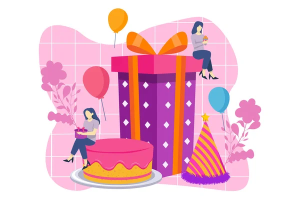 Celebración Cumpleaños Diseño Plano Ilustración — Vector de stock