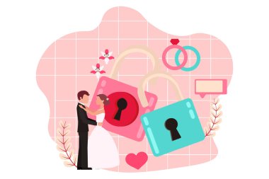 Düğün Partisi Düz Tasarım Çizimi