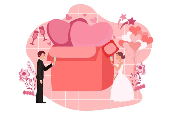 Ilustração Projeto Liso Festa Casamento — Vetor de Stock
