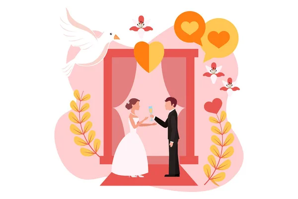 Wedding Party Flat Design Illustration — Stock Vector