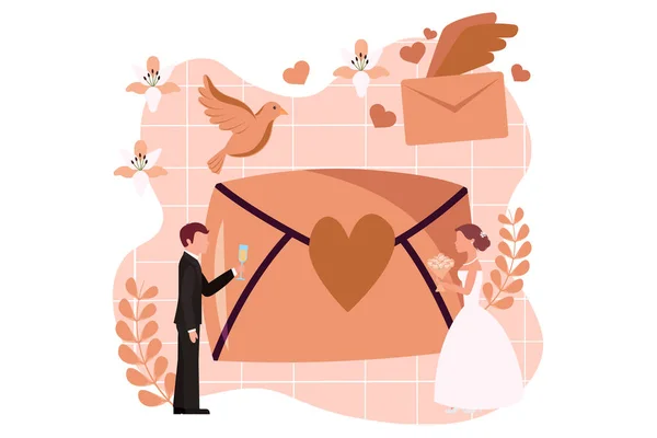 Svatební Večírek Plochý Design Ilustrace — Stockový vektor