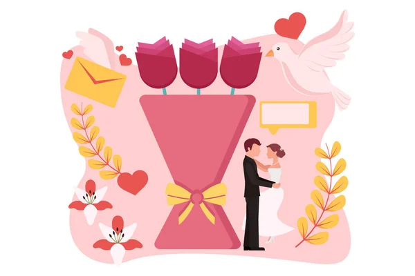 Bruiloft Partij Platte Ontwerp Illustratie — Stockvector