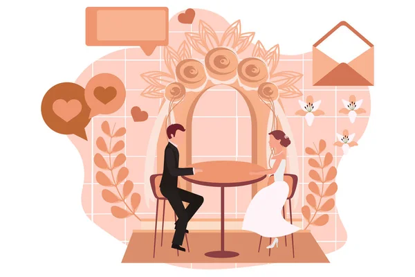 Свадебная Вечеринка Плоским Дизайном — стоковый вектор
