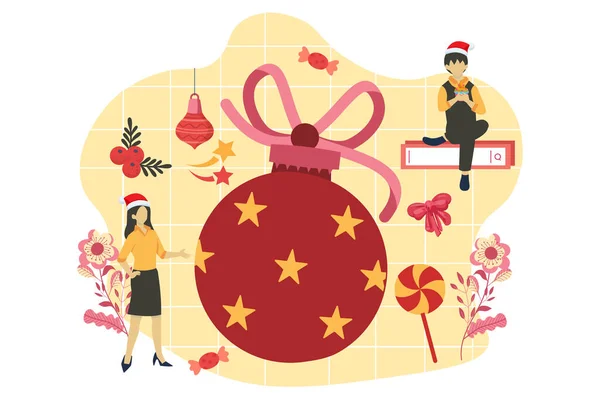 Christmas Celebration Flat Design Illustration — Stock Vector