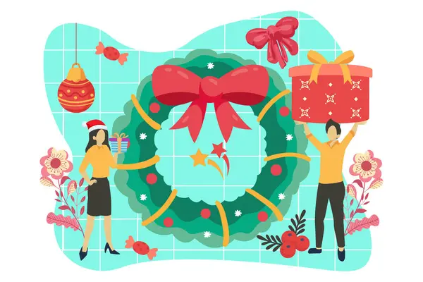 Christmas Decoration Płaski Projekt Ilustracji — Wektor stockowy
