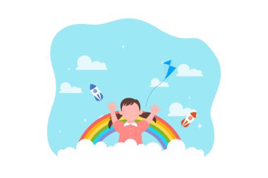 Çocuk Günü Düz Tasarım Çizimi