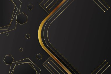 Siyah lüks arka plan çokgeni, altın ve siyah gradyan ile çakıştı.