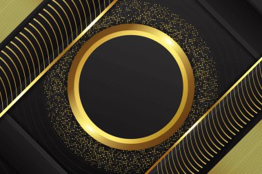 Siyah lüks arka plan, çapraz şekil, altın ve siyah gradyan ile kesişiyor.