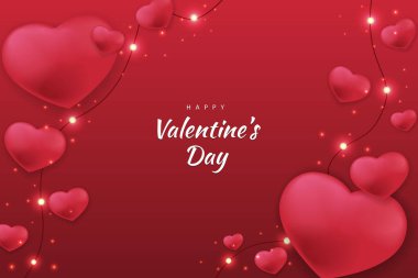 Sevgililer Günü 'nüz kutlu olsun. Arka plandaki kalpler ve kırmızı renkli element.