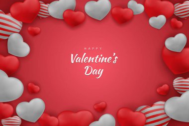 Sevgililer Günü 'nüz kutlu olsun. Kırmızı ve beyaz arkaplan ve element.