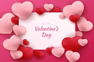 Sevgililer Günü 'nüz kutlu olsun. Kırmızı ve beyaz arkaplan ve element.