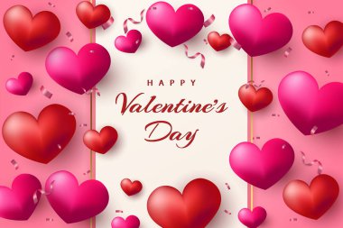 Sevgililer Günü 'nüz kutlu olsun. Gerçekçi kalpler ve element.