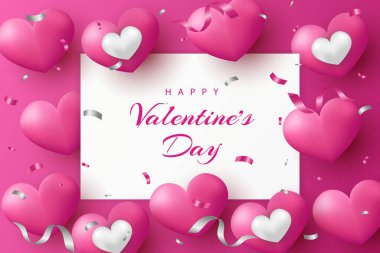 Sevgililer Günü 'nüz kutlu olsun. Gerçekçi kalpler ve element.