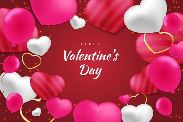 Boldog Valentin Napi Háttér Szív Elem Piros Rózsaszín Fehér Színű — Stock Vector