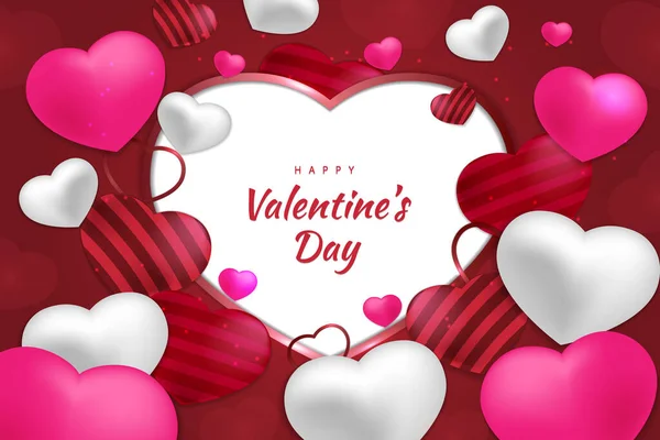 Щасливий День Святого Валентина Фон Серця Елемент Червоним Рожевим Білим — стоковий вектор
