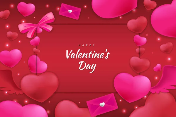 Щасливий День Святого Валентина Фон Серця Елемент Червоним Кольором — стоковий вектор