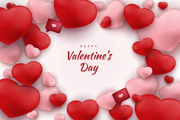 Щасливий День Святого Валентина Фон Серця Елемент Біло Рожевим Червоним — стоковий вектор