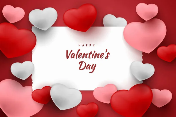 Sevgililer Günü Nüz Kutlu Olsun Kırmızı Pembe Beyaz Renkli Arka — Stok Vektör