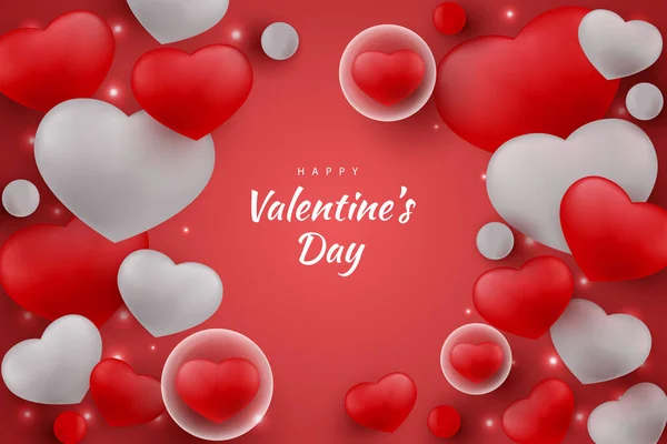 Щасливий День Святого Валентина Фон Серця Елемент Червоно Білим Кольором — стоковий вектор
