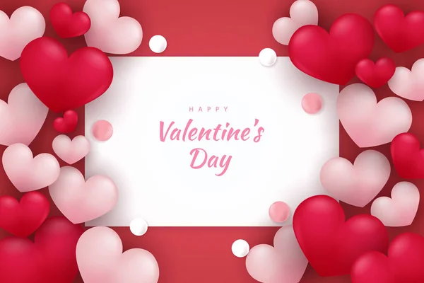 Boldog Valentin Napi Háttér Szív Elem Piros Rózsaszín Színű — Stock Vector