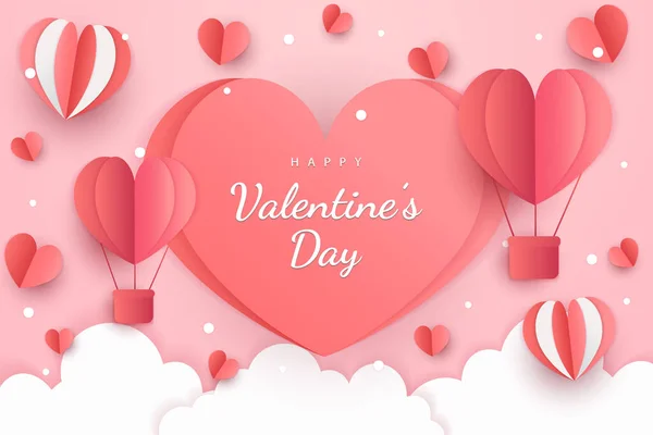 Щасливий День Святого Валентина Папір Вирізав Стиль Сердець Елемент Червоно — стоковий вектор