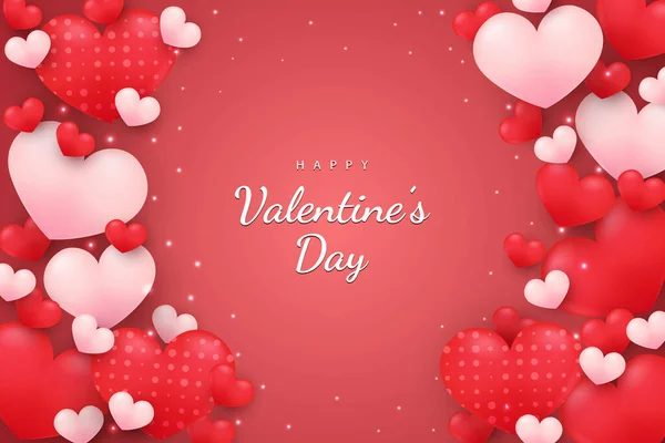 Щасливий День Святого Валентина Фон Серця Елемент Червоно Рожевим Кольором — стоковий вектор