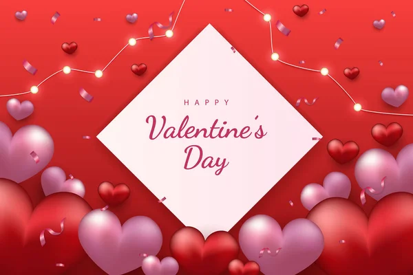 Щасливий День Святого Валентина Фон Серця Елемент Червоним Фіолетовим Кольором — стоковий вектор