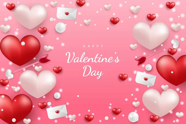 Щасливий День Святого Валентина Фон Серця Елемент Червоним Білим Рожевим — стоковий вектор