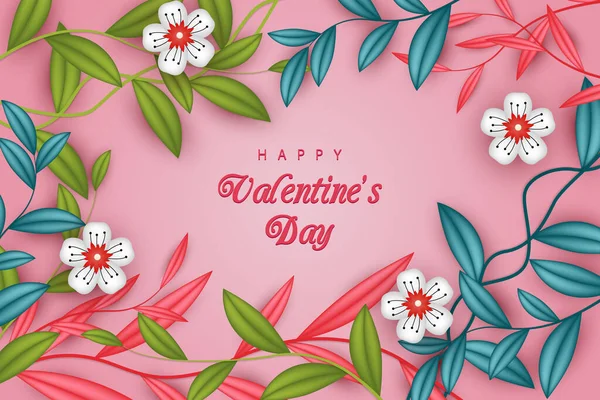 Счастливый День Валентина Реалистичными Цветами Элементами — стоковый вектор
