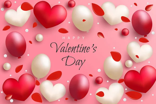 Boldog Valentin Napi Háttér Reális Szív Elem — Stock Vector