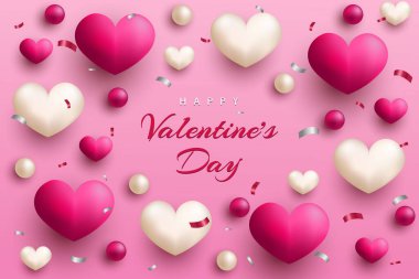 Sevgililer Günü 'nüz kutlu olsun. Gerçekçi kalpler ve element.