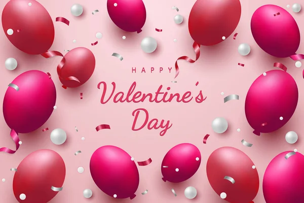 Happy Valentine Day Background Realistic Balloon Element — Stock Vector