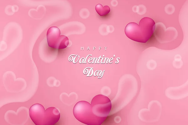 Happy Valentine Day Background Realistic Hearts Bubble — Stock Vector