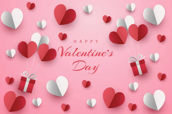 Šťastný Valentýn Pozadí Stylem Střihu Papíru — Stockový vektor