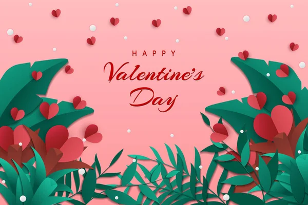 Happy Valentine Day Hintergrund Mit Scherenschnitt Stil — Stockvektor