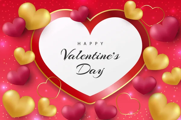 Sevgililer Günü Nüz Kutlu Olsun Gerçekçi Kalpler Element — Stok Vektör