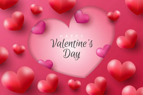 Щасливий День Святого Валентина Реалістичним Серцем Елементом — стоковий вектор