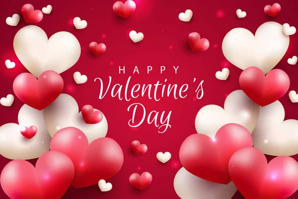 Boldog Valentin Napi Háttér Reális Szív Elem — Stock Vector