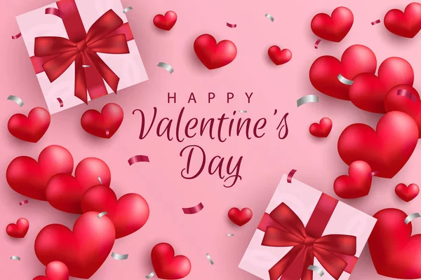 Щасливий День Святого Валентина Реалістичним Серцем Елементом — стоковий вектор