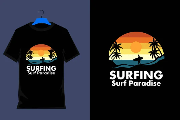 Surf Surf Paradise Shirt Design — Vetor de Stock
