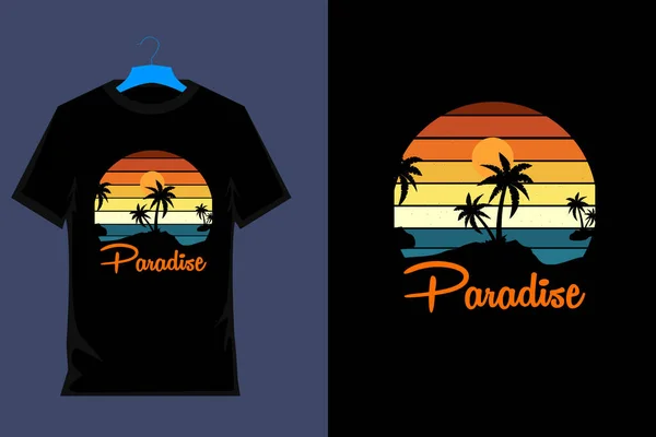 Paradise Retro Vintage Póló Dizájn — Stock Vector