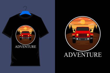 Macera retro vintage t-shirt tasarımı