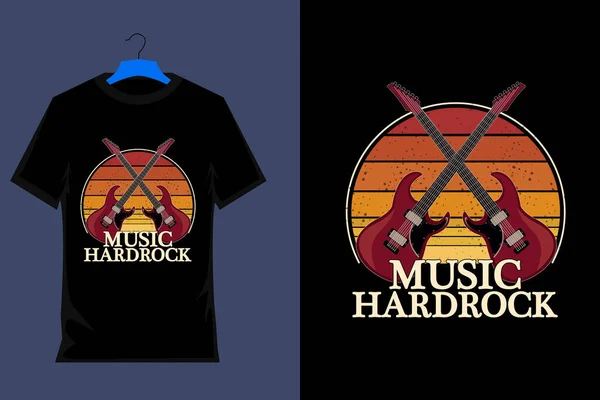 Zene Hard Rock Retro Póló Dizájn — Stock Vector