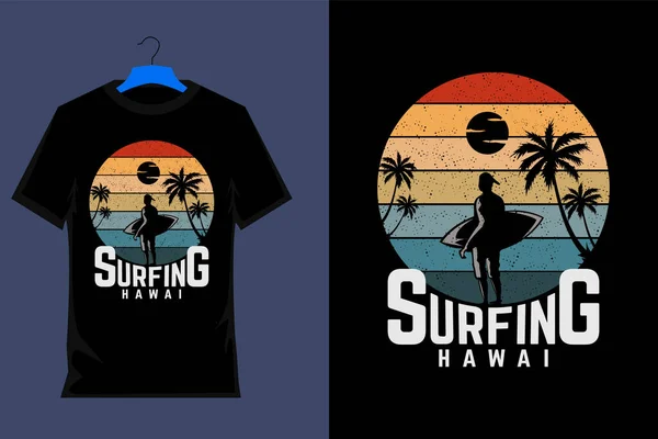 Surf Havaí Retro Vintage Shirt Design — Vetor de Stock