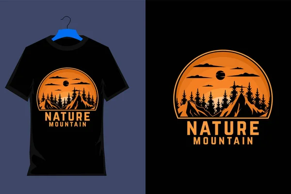 Naturaleza Montaña Retro Vintage Camiseta Diseño — Archivo Imágenes Vectoriales