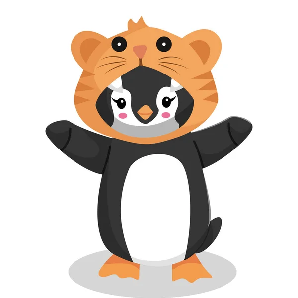 Penguin Hood Character Design Illustration — Stock Vector