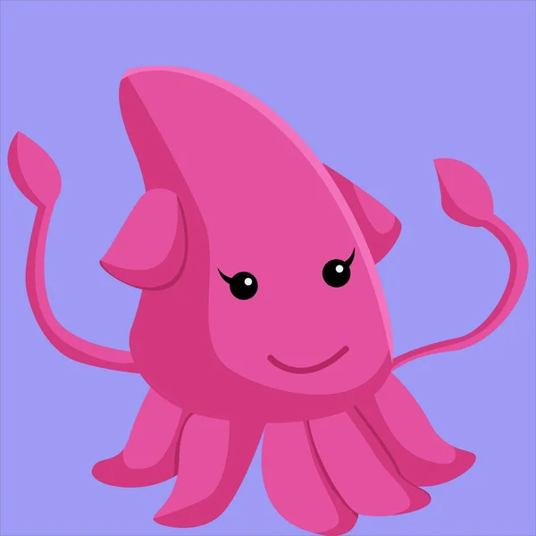Ilustrasi Desain Cute Squid - Stok Vektor